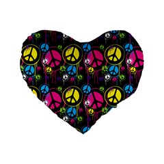 Peace Drips Icreate Standard 16  Premium Flano Heart Shape Cushions by iCreate