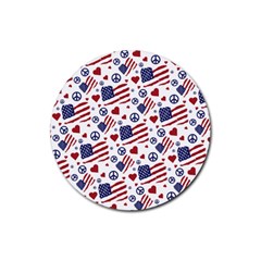 Peace Love America Icreate Rubber Coaster (round)  by iCreate