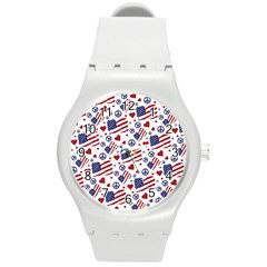 Peace Love America Icreate Round Plastic Sport Watch (m) by iCreate