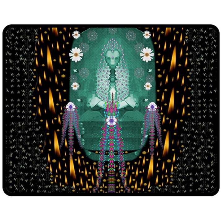 Temple Of Yoga In Light Peace And Human Namaste Style Fleece Blanket (Medium) 