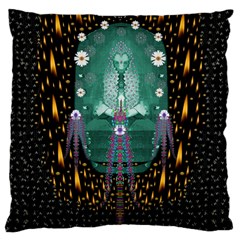 Temple Of Yoga In Light Peace And Human Namaste Style Large Cushion Case (two Sides) by pepitasart