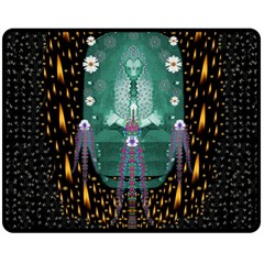 Temple Of Yoga In Light Peace And Human Namaste Style Double Sided Fleece Blanket (medium)  by pepitasart