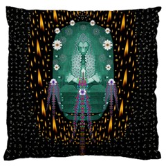 Temple Of Yoga In Light Peace And Human Namaste Style Large Flano Cushion Case (two Sides) by pepitasart