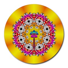 Fantasy Flower In Tones Round Mousepads by pepitasart