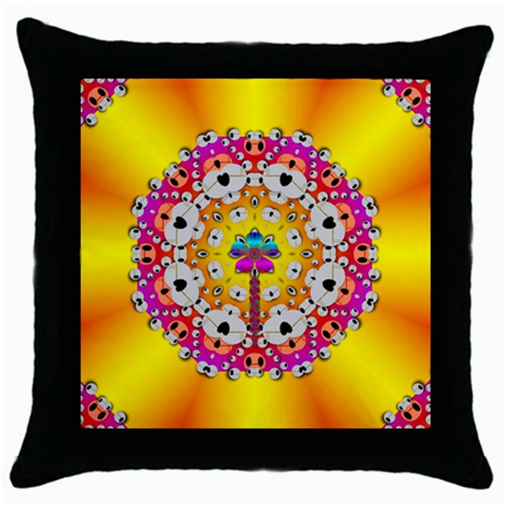 Fantasy Flower In Tones Throw Pillow Case (Black)