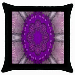 Fantasy-flowers In Harmony  In Lilac Throw Pillow Case (black) by pepitasart