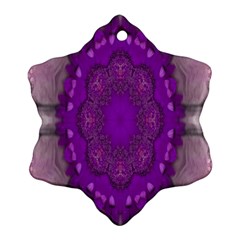 Fantasy-flowers In Harmony  In Lilac Snowflake Ornament (two Sides) by pepitasart