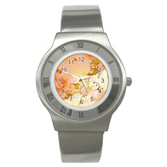 Wonderful Floral Design In Soft Colors Stainless Steel Watch by FantasyWorld7