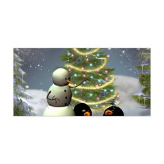 Funny Snowman With Penguin And Christmas Tree Yoga Headband by FantasyWorld7