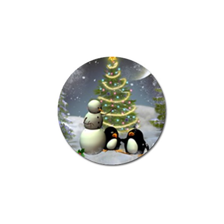 Funny Snowman With Penguin And Christmas Tree Golf Ball Marker (4 pack)