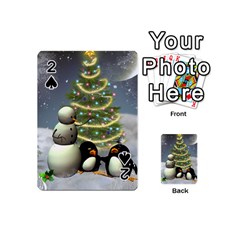 Funny Snowman With Penguin And Christmas Tree Playing Cards 54 (mini)  by FantasyWorld7