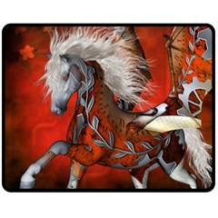 Awesome Steampunk Horse With Wings Fleece Blanket (medium)  by FantasyWorld7