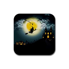 Halloween Landscape Rubber Square Coaster (4 Pack)  by Valentinaart