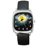 Halloween landscape Square Metal Watch Front