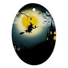 Halloween Landscape Oval Ornament (two Sides) by Valentinaart