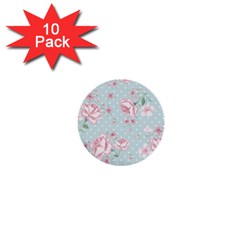 Shabby Chic,pink,roses,polka Dots 1  Mini Buttons (10 Pack) 