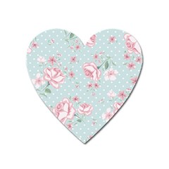 Shabby Chic,pink,roses,polka Dots Heart Magnet by NouveauDesign