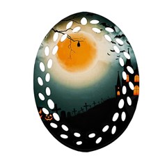 Halloween Landscape Ornament (oval Filigree)