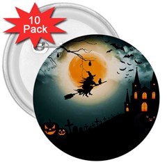 Halloween landscape 3  Buttons (10 pack) 