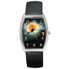 Halloween landscape Barrel Style Metal Watch