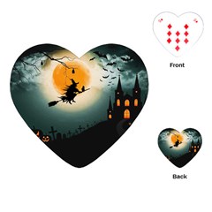 Halloween landscape Playing Cards (Heart) 