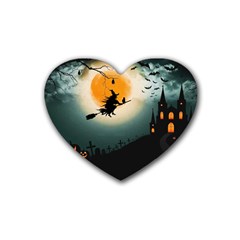 Halloween landscape Rubber Coaster (Heart) 