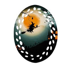 Halloween landscape Oval Filigree Ornament (Two Sides)