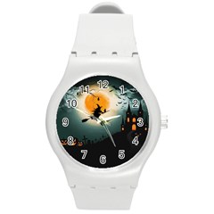 Halloween landscape Round Plastic Sport Watch (M)