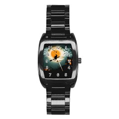 Halloween landscape Stainless Steel Barrel Watch