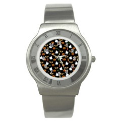 Halloween Pattern Stainless Steel Watch by Valentinaart