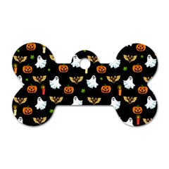 Halloween Pattern Dog Tag Bone (two Sides) by Valentinaart