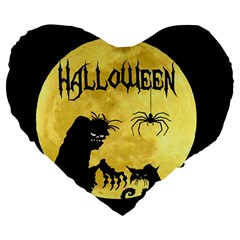 Halloween Large 19  Premium Heart Shape Cushions by Valentinaart