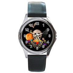 Halloween Candy Keeper Round Metal Watch by Valentinaart