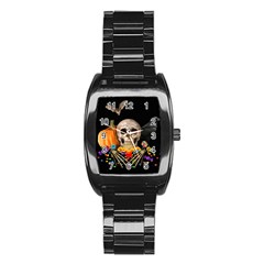 Halloween Candy Keeper Stainless Steel Barrel Watch by Valentinaart