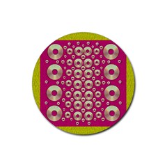 Going Gold Or Metal On Fern Pop Art Rubber Coaster (Round) 