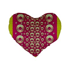 Going Gold Or Metal On Fern Pop Art Standard 16  Premium Flano Heart Shape Cushions by pepitasart