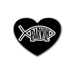 Darwin Fish Rubber Coaster (heart)  by Valentinaart