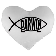 Darwin Fish Large 19  Premium Flano Heart Shape Cushions by Valentinaart