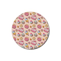 Sweet Pattern Rubber Round Coaster (4 Pack) 