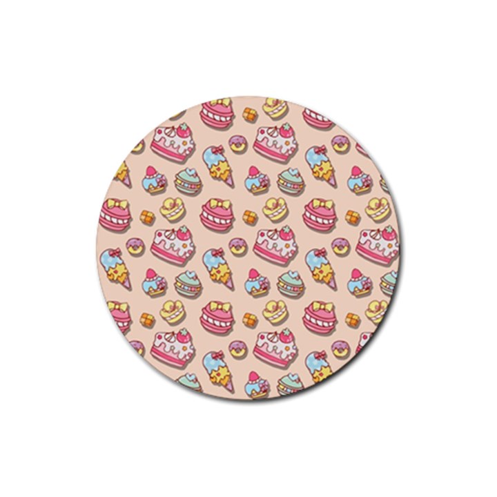 Sweet pattern Rubber Round Coaster (4 pack) 