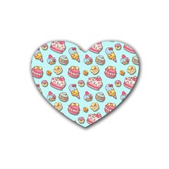 Sweet Pattern Rubber Coaster (heart)  by Valentinaart