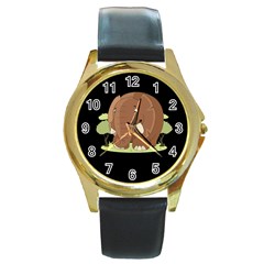 Cute Elephant Round Gold Metal Watch