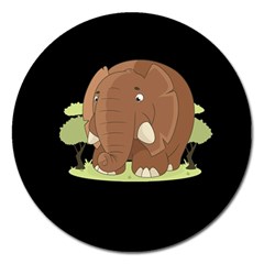 Cute Elephant Magnet 5  (round) by Valentinaart