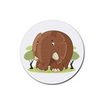 Cute Elephant Rubber Coaster (Round)  Front