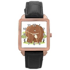 Cute Elephant Rose Gold Leather Watch 