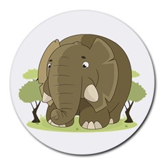 Cute Elephant Round Mousepads by Valentinaart
