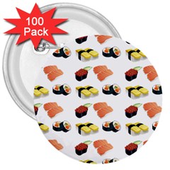 Sushi Pattern 3  Buttons (100 Pack) 