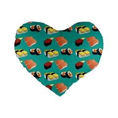 Sushi Pattern Standard 16  Premium Heart Shape Cushions by Valentinaart