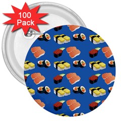 Sushi Pattern 3  Buttons (100 Pack) 