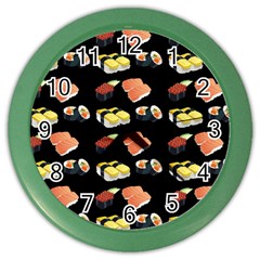 Sushi Pattern Color Wall Clocks by Valentinaart